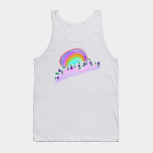 Pink blue rainbow floral art Tank Top